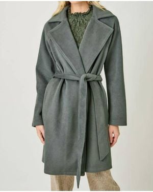 Mystree Lapel Collar Robe Coat - Green
