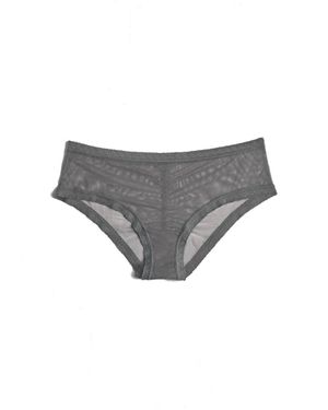 Blush Lingerie Mesh Lace Trim Hipster Panty - Gray