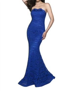 Blush Prom Lace Strapless Mermaid Gown - Blue
