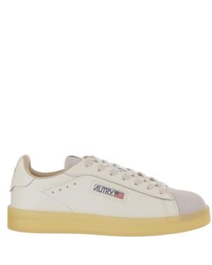 Autry Low-Top Leather Sneakers With Padded Heel And Panel Design - White