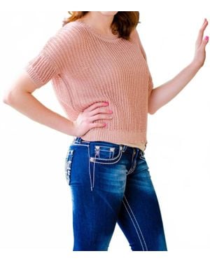 Kensie Short Sleeve Sweater Top - Blue