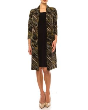 Connected Apparel Open-Front Faux Jacket Dress - Black