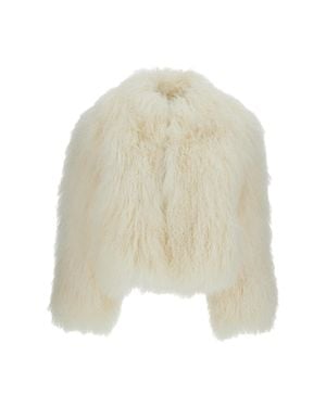 Martha Louis Ivory Mongolian Fur Jacket With Concealed Fastening - White