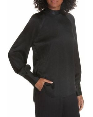 Equipment Nash Hammered Satin Open Back Blouse - Black