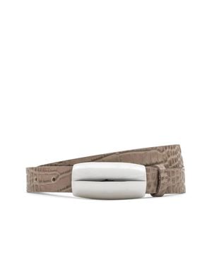 L'Agence Marlowe Embossed Leather Belt - White