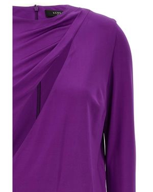 Versace Viscose Short Dress - Purple