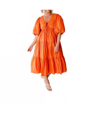 AUREUM Marcy Tiered Midi Dress - Orange