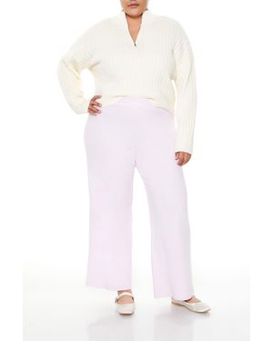 Forever 21 Plus Size High-Rise Wide-Leg Pants - Pink