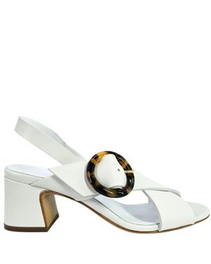 Madison Maison Leather Block Heel Singback Sandal - Metallic