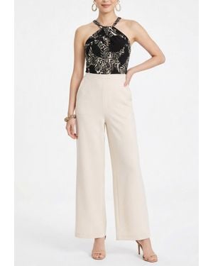 Rachel Roy Jetti Halter Neck Wide Leg Jumpsuit - Natural