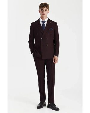 Paul Andrew 2 Piece Suit Prince Of Wales Checked Double Breasted - Blue