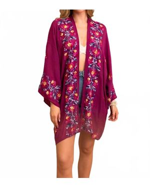 Leto Festival Floral Embroidered Anemone Kimono