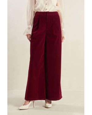 FREEMARKET Coy Charm Velvet Wide Leg Pant - Red