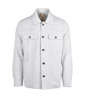 Eleventy Light Dual Pocket Button-Up Shirt Jacket - White