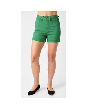 Judy Blue High Waist Tummy Control Garment Dyed Shorts - Green