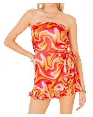 Day + Moon Lizzie Ruffled Romper - Orange
