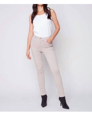 Charlie b Twill Pants With Zipper Pocket Detail - White