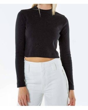 eTica Bella Ribbed Mock Neck Top - Black