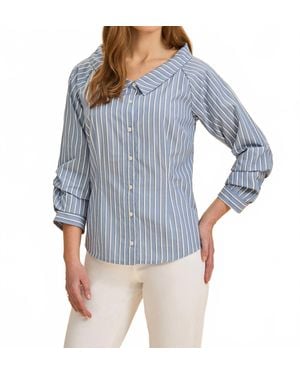 Fdj Three Quarter Sleeve Boatneck Shirt - Blue