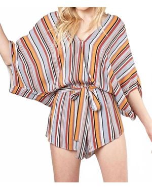 Mustard Seed Jassy Kimono Striped Romper - Red