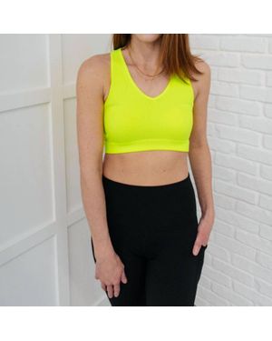 Zenana Ribbed Cropped Racerback Tank Top - Yellow