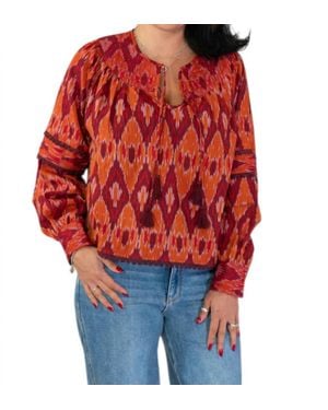 One Collective Quilted Yoke Bouse - Red