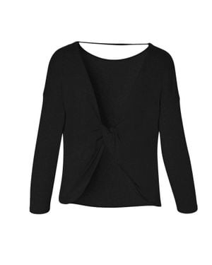Twelve Eighty Eight Calypso Long Sleeve Draped Back Top - Black