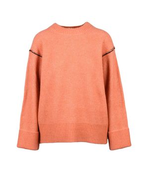 ARMANI EXCHANGE Ribbed Knit Sweater With Contrasting Stitching - Orange