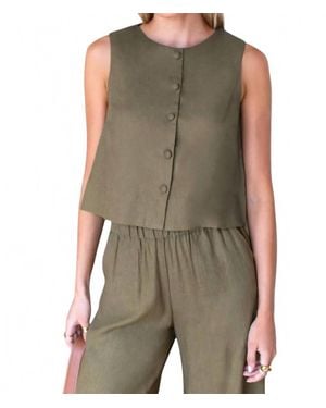 Emerson Fry Button Front Wide Hem Top - Green