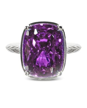 Sterling Forever Sterling Elongated Cushion Amethyst Cz Cocktail Ring - Purple