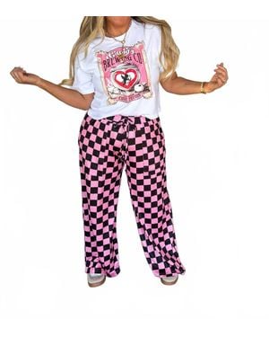 Blakeley Checkered Wide Leg Pants - Pink