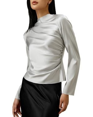 LILYSILK Oblique Wave Silk Blouse For - Gray