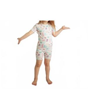 KICKEE Kids' Short Sleeve Pajama Set With Shorts - Black