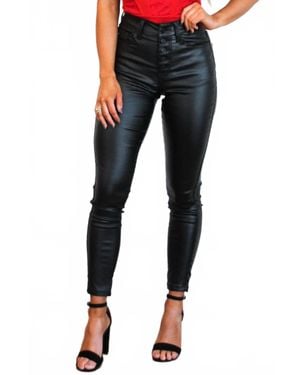Kancan Tayshia High Waisted Faux Leather Pants - Blue