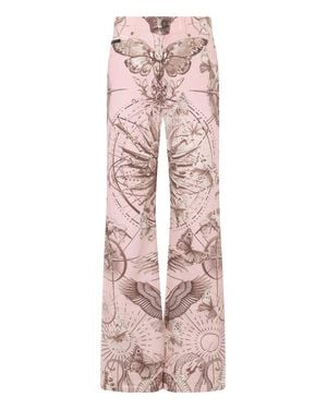 Philipp Plein Straight Cut Jeans Butterfly Tattoo - Pink