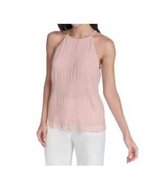 Calvin Klein Pleated Chiffon Halter Top - Red