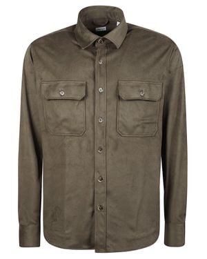 Orian Muted Suede-Texture Overshirt - Green