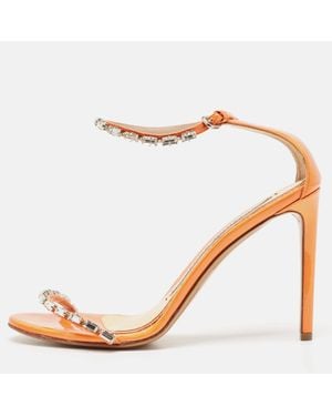 Alexandre Vauthier Patent Leather Crystal Embellishments Sandals - Natural