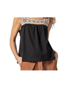 Lilla P Crochet Trim Top - Black