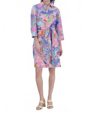 Foxcroft Rocca 3/4 Sleeve Dress - Blue