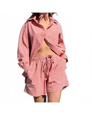Rose Carmine Vichy Short - Pink
