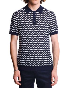 Paisley & Gray 3 Button Chevron Polo Shirt - Blue