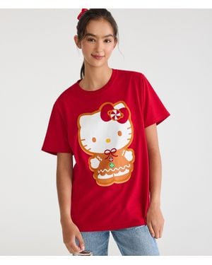 Aéropostale Hello Kitty Gingerbread Boyfriend Graphic Tee - Red