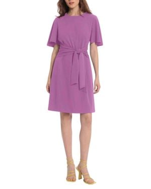 Donna Morgan Juniper Tie Front Flutter Sleeves Dress - Purple