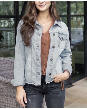 Grace and Lace Soft Wash Denim Jacket - Gray
