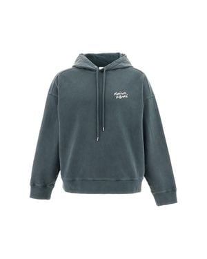 Maison Kitsuné Handwriting Logo Hoodie Sweatshirt - Blue