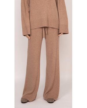Kathryn Mccarron Maya Ribbed Cashmere Wide Leg Pant - Natural