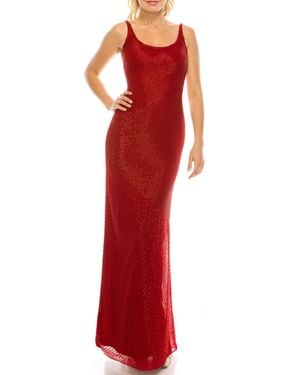 Aidan Mattox Sleeveless Beaded Evening Dress - Red