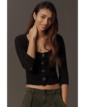 Pilcro 100% Cotton Stitched Cardigan - Black