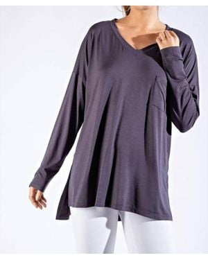 Mono B Basic With Pocket Solid Tee - Purple